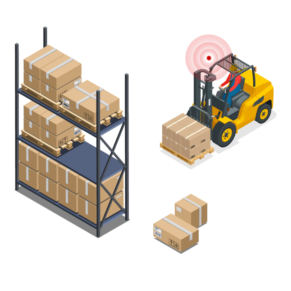 Illustration of forklift to obstacle safety