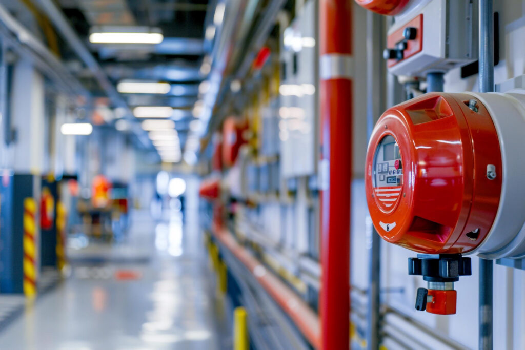 What Is Emergency Mustering? Definition, Muster Point Requirements, and Setup 1 Industrial Fire alarm in a liminal space