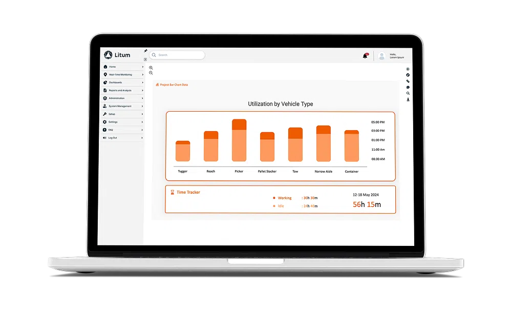 OSHA Forklift Certification in 2026: What the New Behavioral Monitoring Requirement Means for Your Operation 6 Utilization by vehicle type dashboard displayed on laptop screen