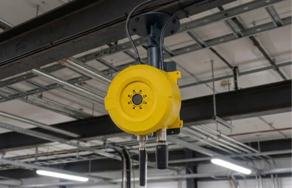 Litum ATEX-certified UWB gateway installed in a hazardous industrial facility for real-time worker and asset tracking in explosive atmospheres