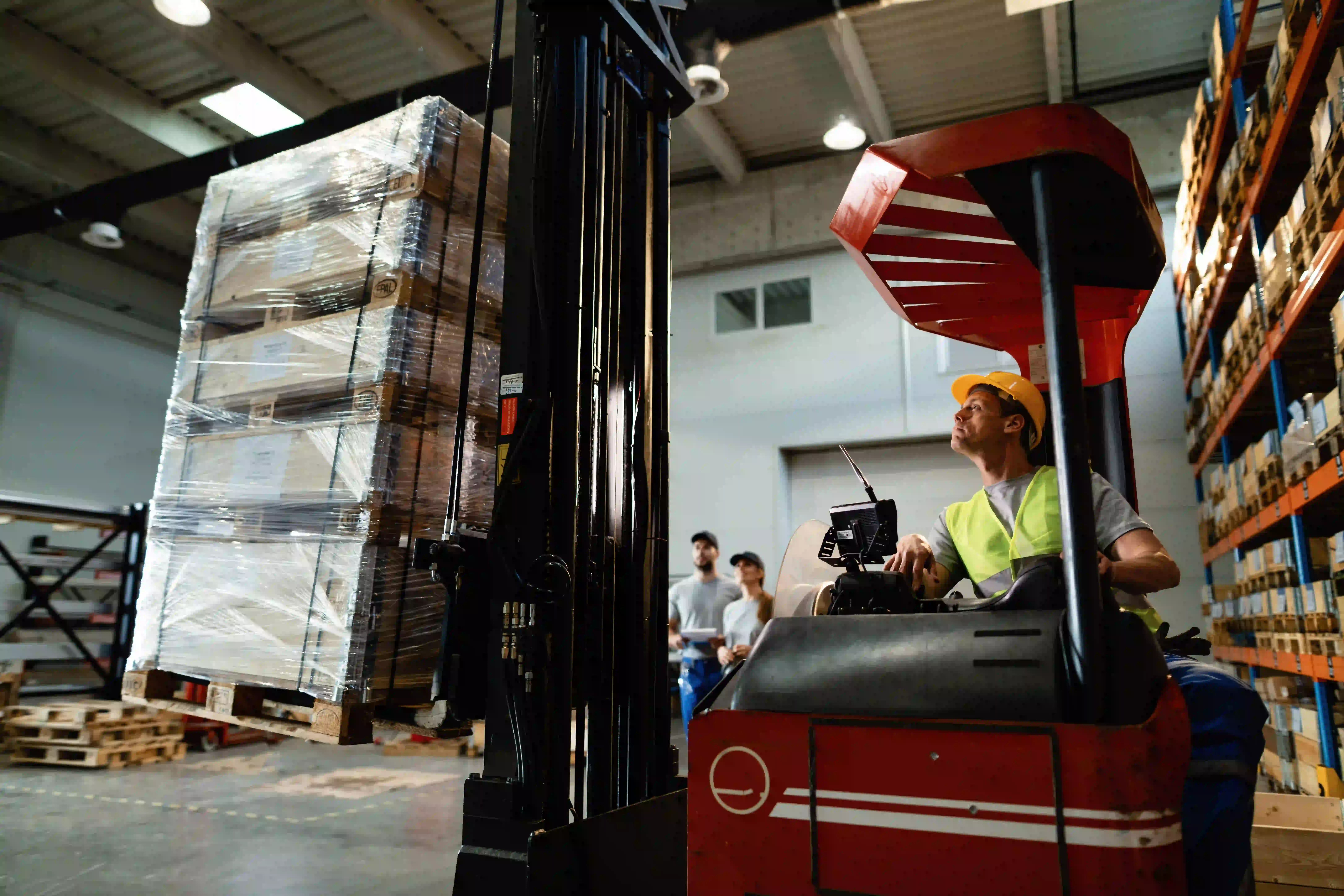 Home 79 Forklift operator loading cargo under OSHA certification compliance standards