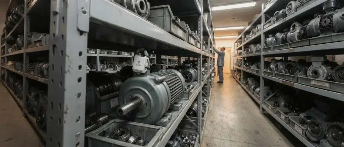 Home 80 Industrial parts warehouse shelving, illustrating the asset utilization blind spot created by manual search