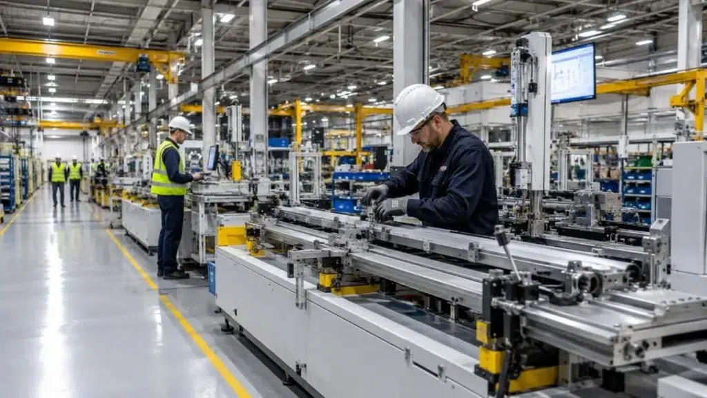 The Cost of Not Knowing: Asset Utilization and the Search Time Problem 4 Workers on a manufacturing production line, illustrating the continuous movement data behind asset utilization analysis