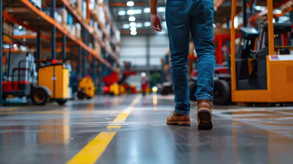 How to Improve Forklift Safety in Your Warehouse: A Complete Technology Guide 1 Warehouse forklift safety in practice: pedestrian near active forklifts